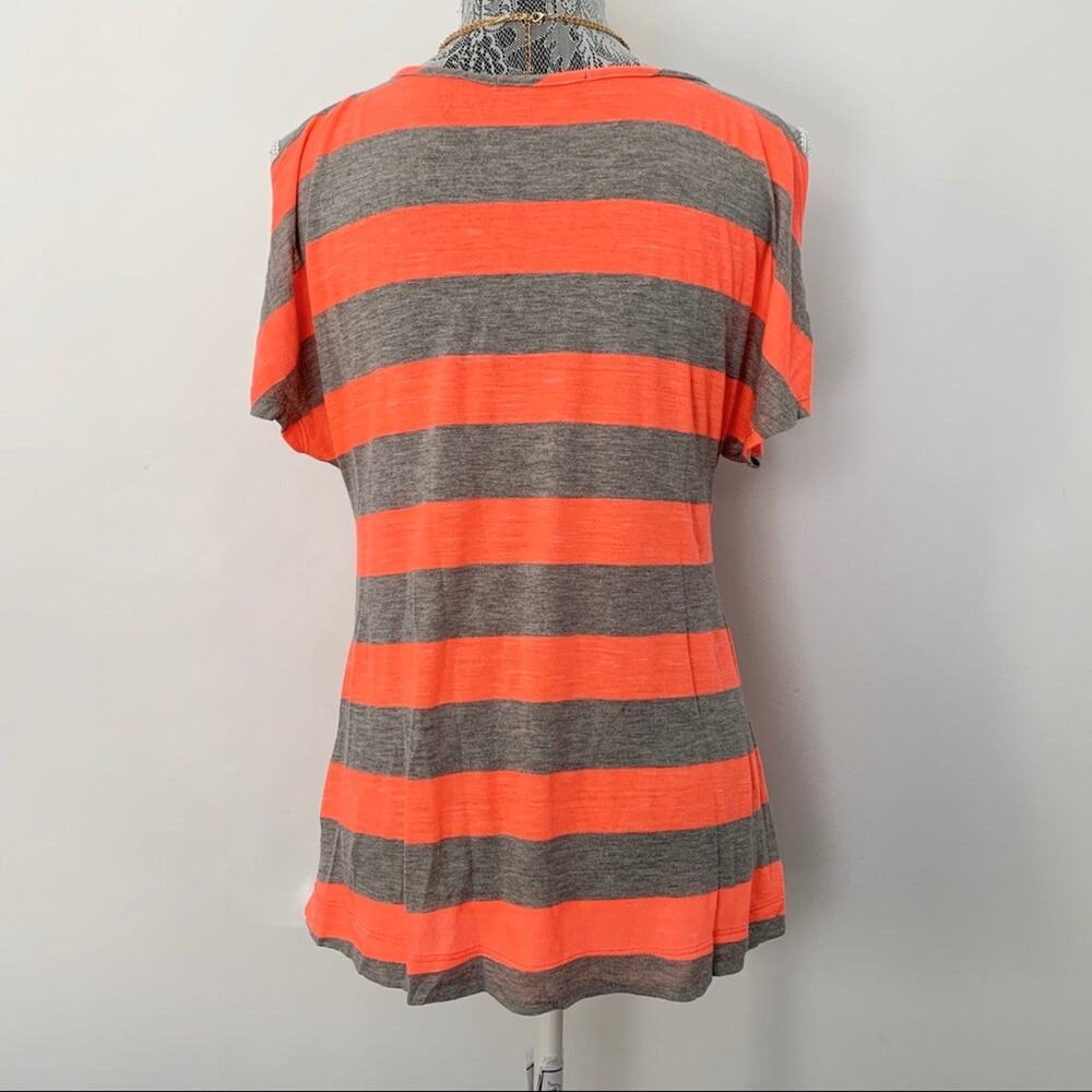TART Womens Neon Orange and Grey Stripped Cold Shoulder Tunic Top Size Small - Picture 3 of 7